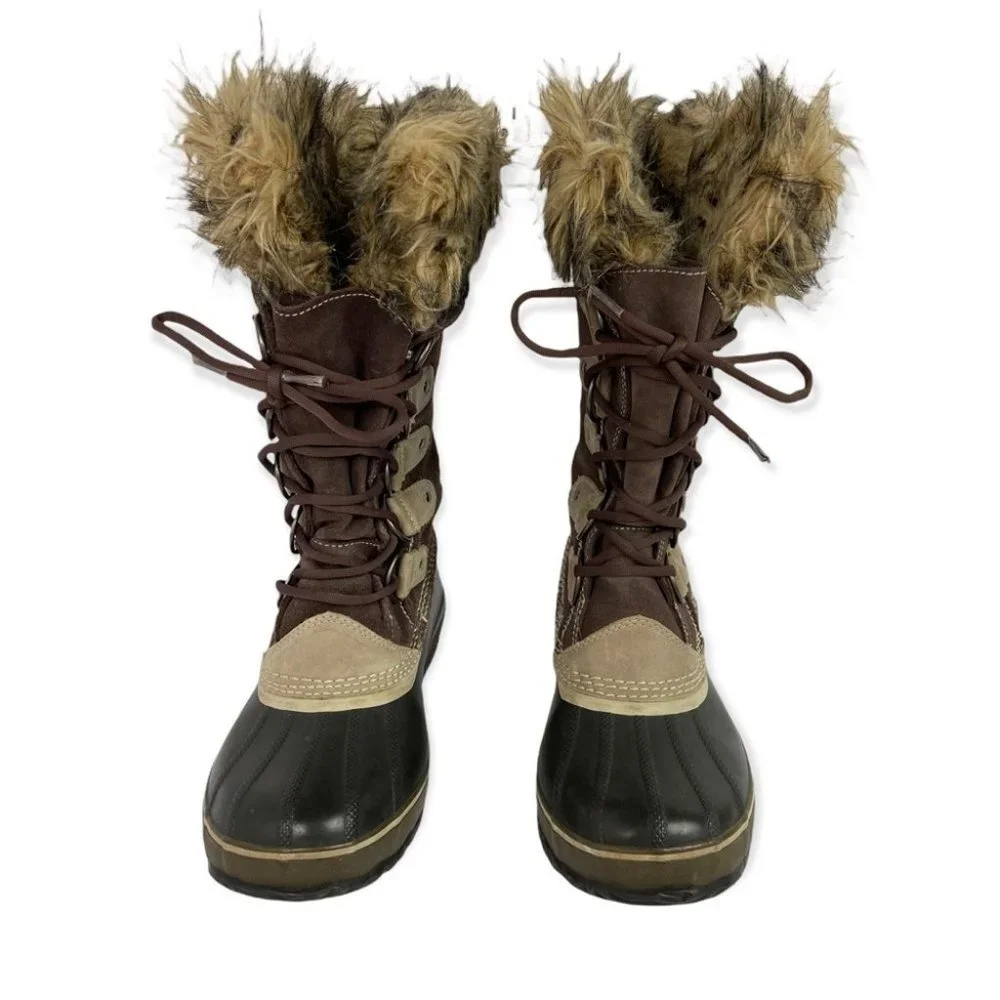 Sorel Joan of‎ Arctic Winter Snow Boots Waterproof Faux Fur Trim Lace Up Tall 8 - Picture 5 of 12
